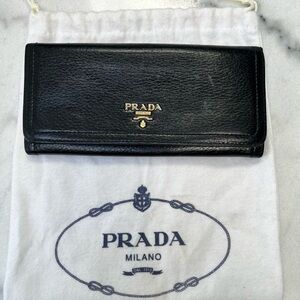 PRADA Lambskin Flap Long Wallet Vintage with Dust Bag